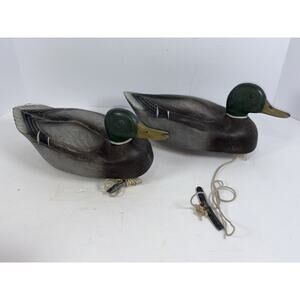 2 Duck Decoys Rubber Plasti-Duk Mallard S-10 & Weights